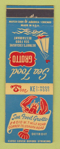 Matchbook Cover - Sea Food Grotto Detroit MI lobster