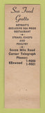 Matchbook Cover - Sea Food Grotto Detroit MI lobster