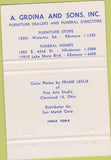 Matchbook Cover - Grdina  and  Sons Furniture Funeral Cleveland OH 40 Strike
