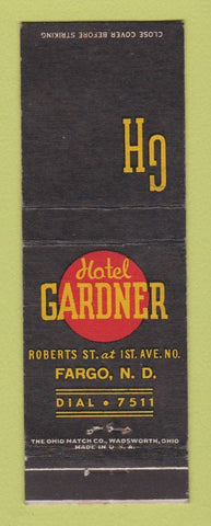 Matchbook Cover - Hotel Gardner Fargo ND