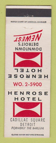 Matchbook Cover - Henrose Hotel Detroit MI