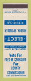 Matchbook Cover - Fred Sponsler County Commissioner Election