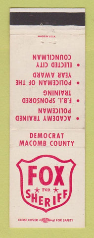 Matchbook Cover - Fox for Sheriff Macomb County MI?