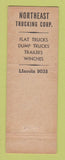 Matchbook Cover - Northeast Trucking Corp Washington DC