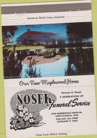 Matchbook Cover - Nosek Funeral Home Cleveland OH 40 Strike