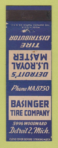 Matchbook Cover - Basinger Tire Company Detroit MI