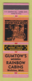 Matchbook Cover - Gumtown's Rainbow Cabins Wellston MI