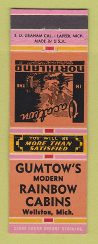 Matchbook Cover - Gumtown's Rainbow Cabins Wellston MI