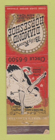 Matchbook Cover - Billy Rose's Diamond Horseshoe New York City girlie WORN