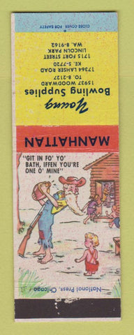 Matchbook Cover - Young Bowling Supplies Lincoln Park Detroit MI hillbilly