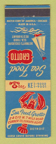Matchbook Cover - Sea Food Grotto Detroit MI lobster