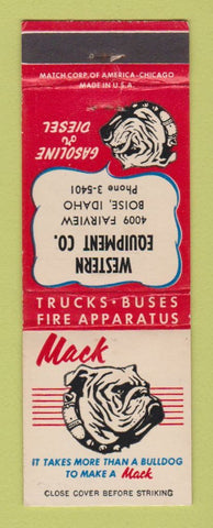 Matchbook Cover - Mack Trucks Western Equipment Boise ID