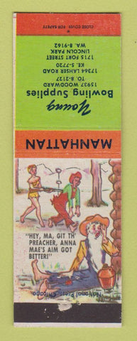 Matchbook Cover - Young Bowling Supplies Lincoln Park Detroit MI hillbilly