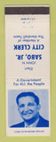Matchbook Cover - John Sabo Jr City Clerk Detroit? MI