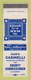Matchbook Cover - Allan Casinelli County Commissioner Election MI?