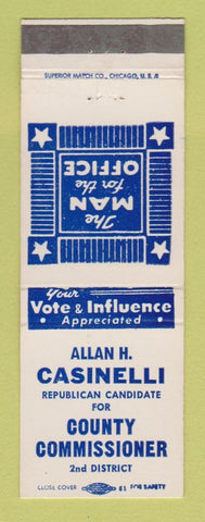 Matchbook Cover - Allan Casinelli County Commissioner Election MI?