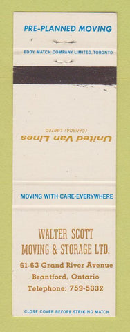 Matchbook Cover - Walter Scott Moving United Van Lines Trucking Brantford ON