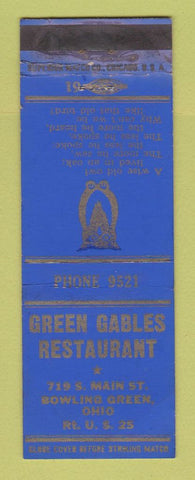 Matchbook Cover - Green Gables Restaurant Bowling Green OH WORN