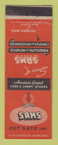 Matchbook Cover - Sams Cut Rate Drugs Detroit MI