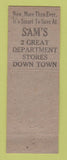 Matchbook Cover - Sams Cut Rate Drugs Detroit MI