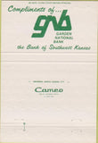 Matchbook Cover - Garden National Bank Garden City KS 40 Strike