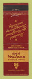 Matchbook Cover - Hotel Vendome Evansville IN WEAR