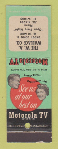 Matchbook Cover - Motorola TV WA Wallace Detroit MI