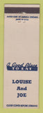 Matchbook Cover - Louise and Joe Restaurant Detroit MI