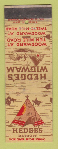 Matchbook Cover - Hedge's Wigwam Detroit MI WEAR
