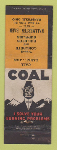 Matchbook Cover - Kallmerten Baer Coal Mansfield OH