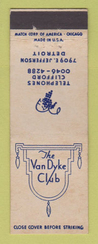 Matchbook Cover - Van Dyke Club Detroit MI