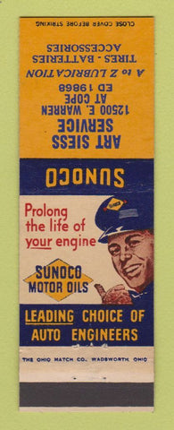 Matchbook Cover - Sunoco oil gas Art Siess Detroit MI