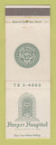 Matchbook Cover - Harper Hospital Detroit MI