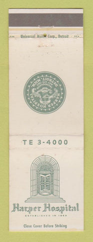 Matchbook Cover - Harper Hospital Detroit MI