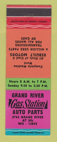 Matchbook Cover - Grand River Gas Station oil Detroit? MI