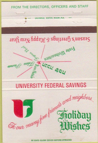 Matchbook Cover - University Federal Savings Christmas Club 40 Strike