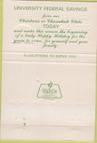 Matchbook Cover - University Federal Savings Christmas Club 40 Strike
