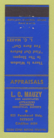 Matchbook Cover - LC Mauzy Appraisers Engineers Detroit MI