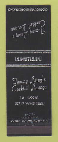Matchbook Cover - Tommy Laing's Cocktail Lounge Detroit MI