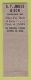 Matchbook Cover - AT Jones Son Locks Yale Detroit MI WEAR