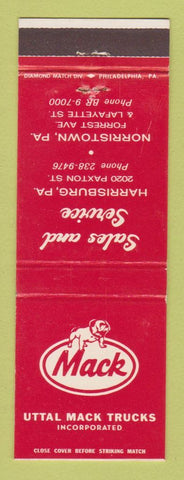 Matchbook Cover - Mack Trucks Uttal Norristown PA Harrisburg PA