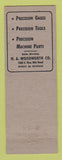 Matchbook Cover - NA Woodworth Gages Tools Detroit MI WEAR