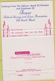 Matchbook Cover - Tower Federal Savings Bank South Bend IN 40 Strike