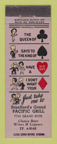 Matchbook Cover - Stanfford's Grand Pacific Grill Detroit? MI