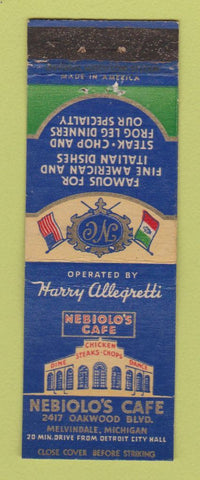 Matchbook Cover - Nebiolo's Cafe Melvindale MI WEAR