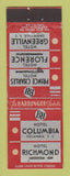 Matchbook Cover - Hotels Columbia Greenville SC WRITING WEAR