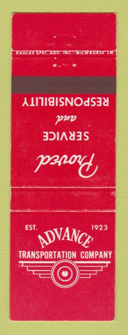 Matchbook Cover - Advance Transportation Trucking Chicago Milwaukee
