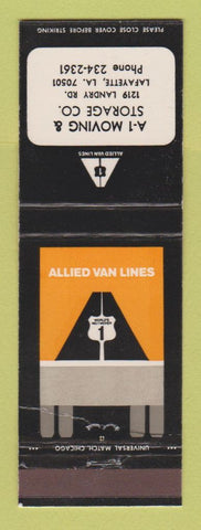 Matchbook Cover - Allied Van Lines Trucking A1 Moving Storage Lafayette LA