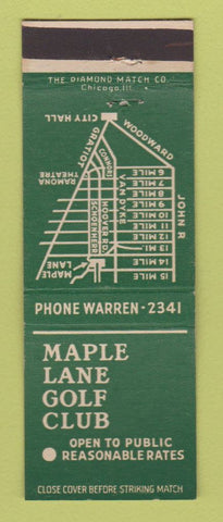 Matchbook Cover - Maple Lane Golf Club Sterling Heights MI