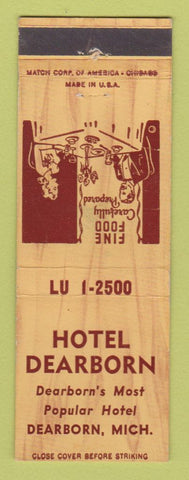 Matchbook Cover - Hotel Dearborn MI